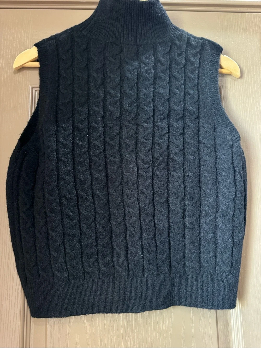 entro Black Cable-Knit Mock Neck Sweater Vest